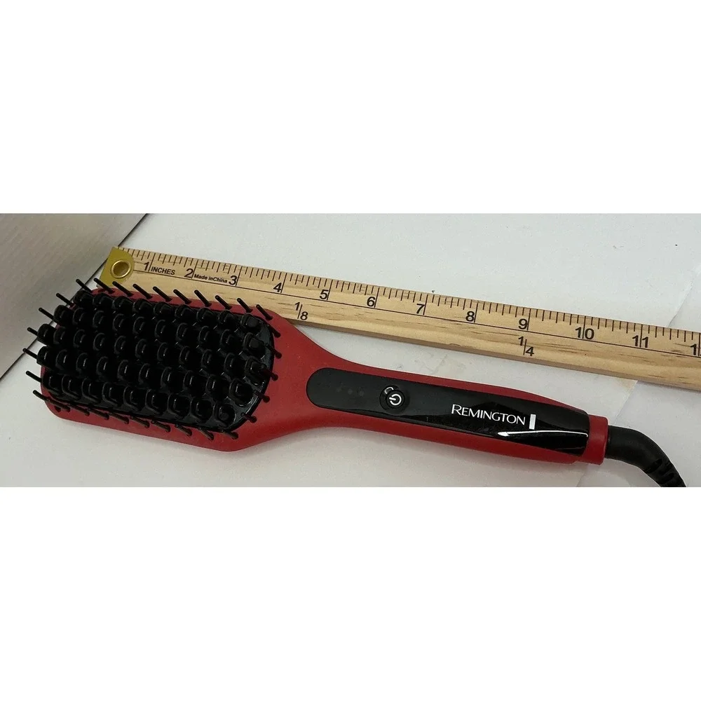 Remington Pro 2-in-1 Heated Straightening Brush Ceramic Red Black‎ Hair Tool